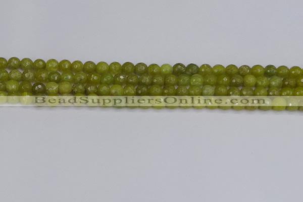 COJ409 15.5 inches 6mm faceted round olive jade beads