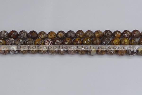COP1389 15.5 inches 10mm faceted round fire lace opal beads