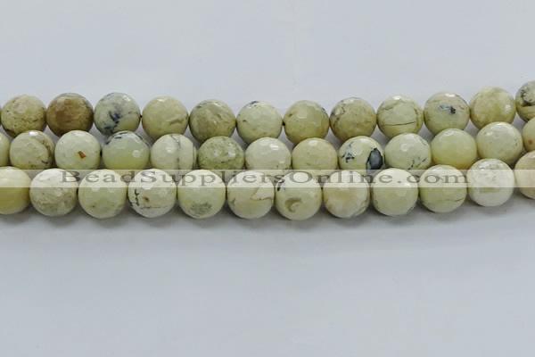 COP1475 15.5 inches 14mm faceted round African opal gemstone beads