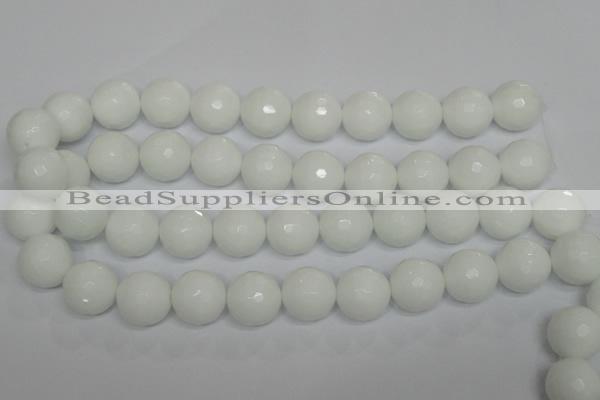 CPB38 15.5 inches 18mm faceted round white porcelain beads wholesale