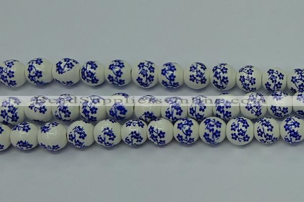 CPB501 15.5 inches 6mm round Painted porcelain beads