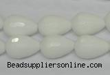 CPB52 15.5 inches 12*16mm faceted teardrop white porcelain beads