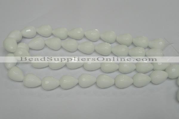 CPB54 15.5 inches 15*20mm faceted teardrop white porcelain beads