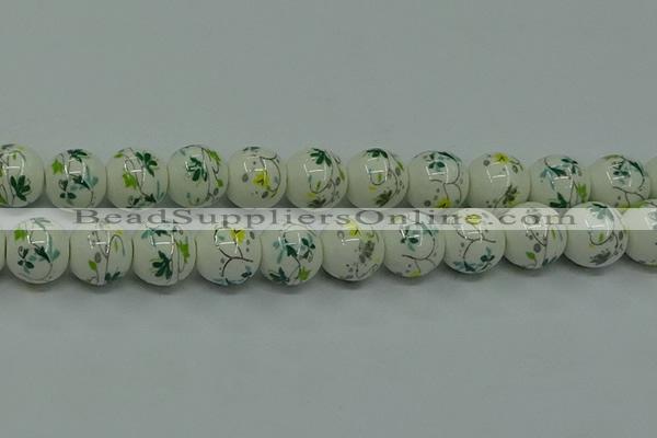 CPB784 15.5 inches 12mm round Painted porcelain beads