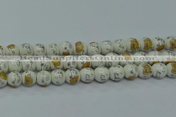 CPB805 15.5 inches 14mm round Painted porcelain beads