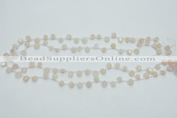 CPI11 15.5 inches 6*8mm top-drilled teardrop pink aventurine jade beads