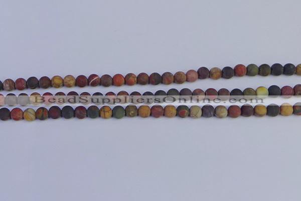 CPJ501 15.5 inches 6mm round matte picasso jasper beads wholesale
