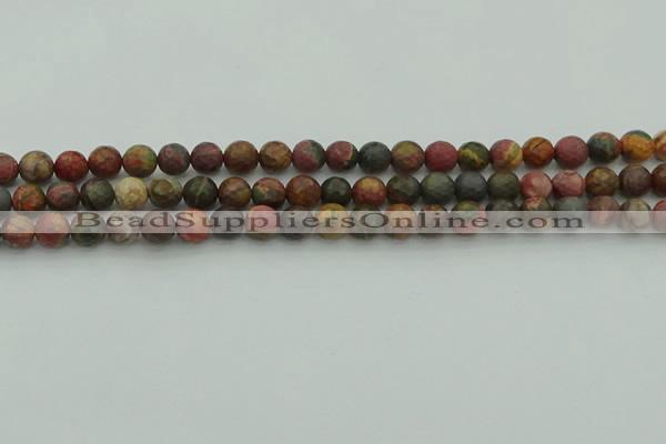 CPJ530 15.5 inches 4mm faceted round picasso jasper beads