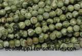 CPS110 15.5 inches 4mm round green peacock stone beads wholesale