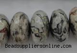CPT197 15.5 inches 9*16mm faceted rondelle grey picture jasper beads