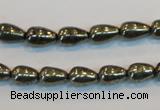 CPY131 15.5 inches 6*10mm teardrop pyrite gemstone beads wholesale
