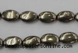 CPY231 15.5 inches 8*12mm oval pyrite gemstone beads wholesale
