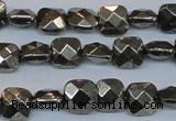 CPY635 15.5 inches 8*8mm faceted square pyrite gemstone beads