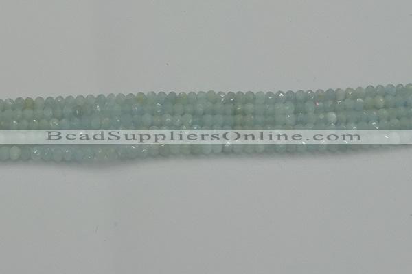 CRB1200 15.5 inches 3*4mm faceted rondelle aquamarine beads