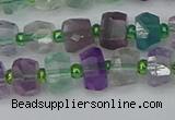 CRB1288 15.5 inches 6*10mm faceted rondelle fluorite beads