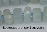 CRB1312 15.5 inches 6*12mm faceted rondelle aquamarine beads