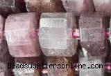 CRB2062 15.5 inches 11mm - 12mm faceted tyre strawberry quartz beads