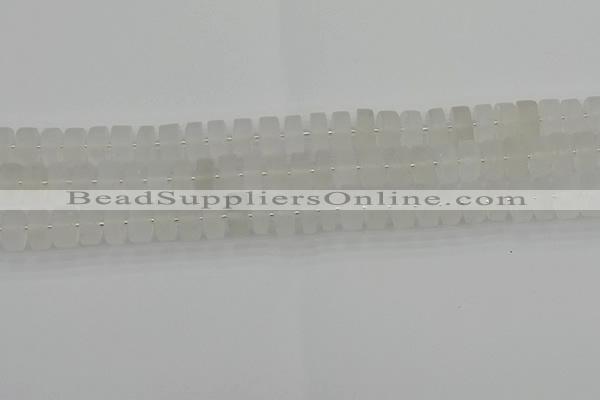 CRB500 15.5 inches 6*10mm tyre matte white crystal beads wholesale