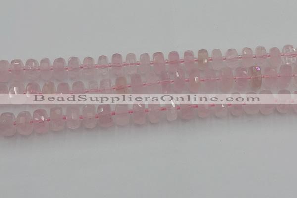 CRB557 15.5 inches 6*10mm faceted rondelle rose quartz beads