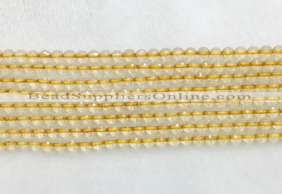 CRBS15 15 inches 4mm faceted round citrine beads wholesale