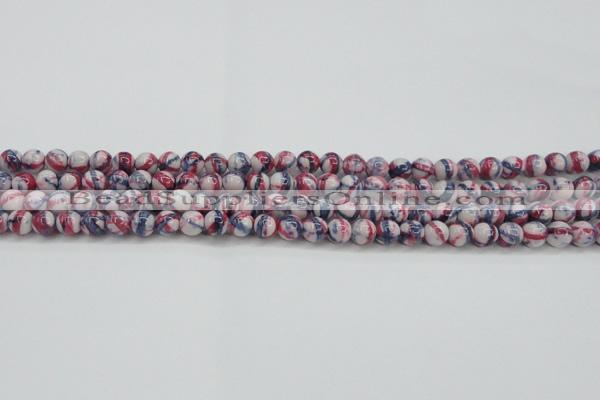 CRF404 15.5 inches 4mm round dyed rain flower stone beads wholesale