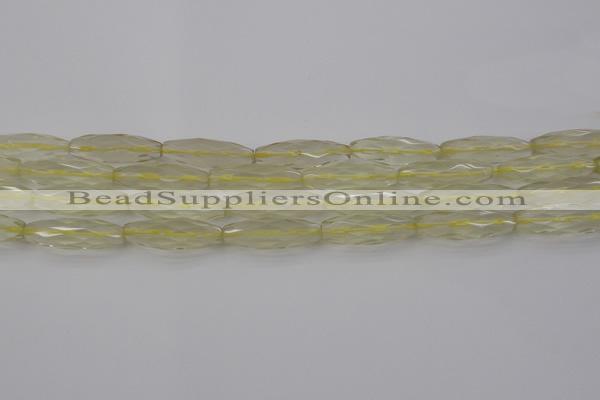 CRI03 15.5 inches 10*30mm faceted rice lemon quartz beads wholesale