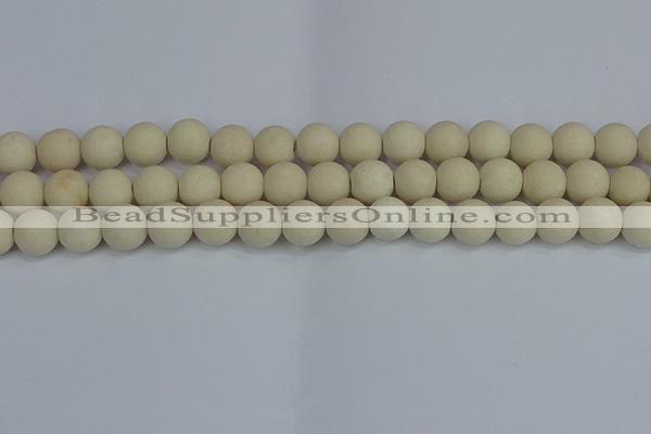 CRJ612 15.5 inches 8mm round matte white fossil jasper beads