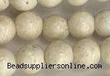 CRJ621 15.5 inches 6mm round white fossil jasper beads wholesale