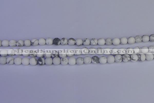 CRO982 15.5 inches 8mm round matte white howlite beads wholesale