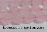 CRQ407 15.5 inches 8mm faceted nuggets matte rose quartz beads