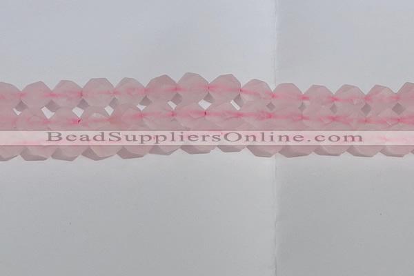 CRQ409 15.5 inches 12mm faceted nuggets matte rose quartz beads