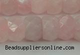 CRQ686 15.5 inches 8*14mm faceted rondelle rose quartz beads