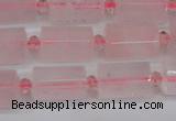 CRQ812 15.5 inches 10*15mm faceted tube rose quartz beads