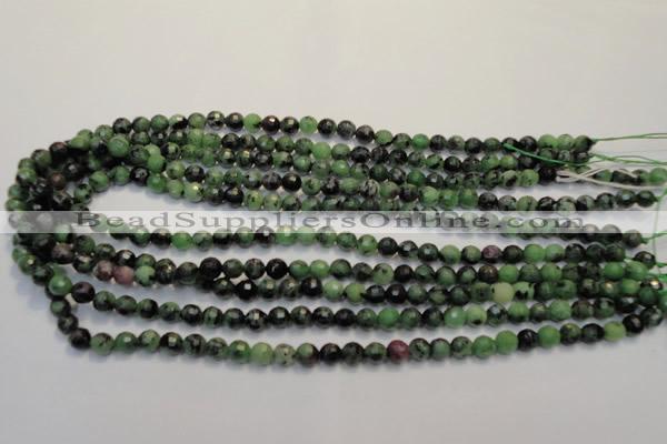 CRZ105 15.5 inches 6mm faceted round ruby zoisite gemstone beads