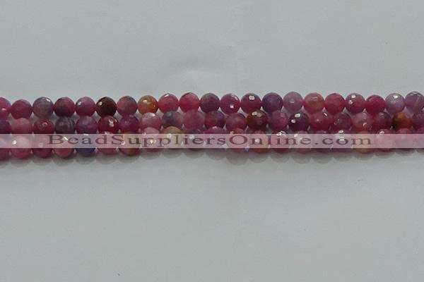 CRZ1121 15.5 inches 5mm faceted round natural ruby gemstone beads