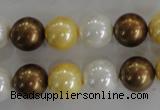 CSB1099 15.5 inches 12mm round mixed color shell pearl beads