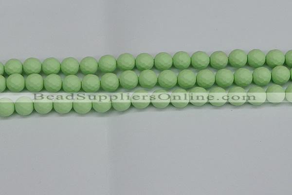 CSB1993 15.5 inches 10mm faceted round matte shell pearl beads