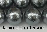 CSB2295 15.5 inches 14mm round wrinkled shell pearl beads wholesale