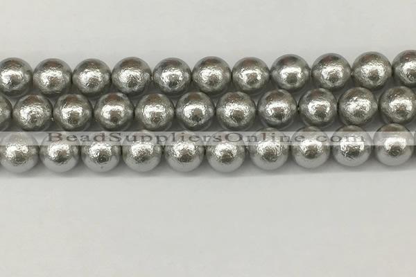 CSB2305 15.5 inches 14mm round wrinkled shell pearl beads wholesale