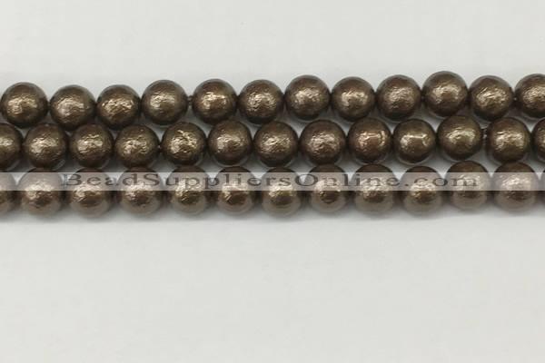 CSB2313 15.5 inches 10mm round wrinkled shell pearl beads wholesale