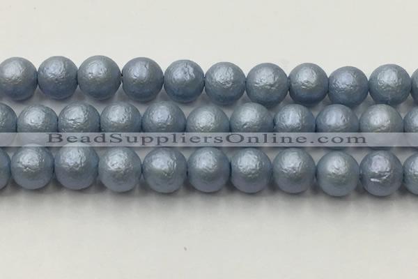 CSB2476 15.5 inches 16mm round matte wrinkled shell pearl beads