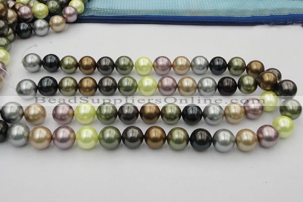 CSB381 15.5 inches 14mm round mixed color shell pearl beads