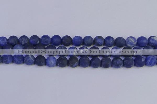 CSO545 15.5 inches 14mm round matte sodalite beads wholesale