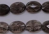 CSQ210 13*18mm faceted oval grade AA natural smoky quartz beads