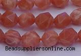 CSS682 15.5 inches 8mm faceted nuggets natural sunstone beads