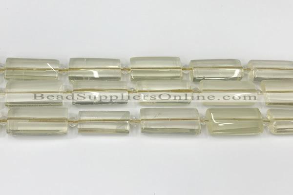 CTB858 13*25mm - 15*28mm faceted flat tube lemon quartz beads