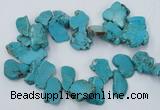 CTD2014 Top drilled 20*25mm - 30*35mm freeform turquoise beads