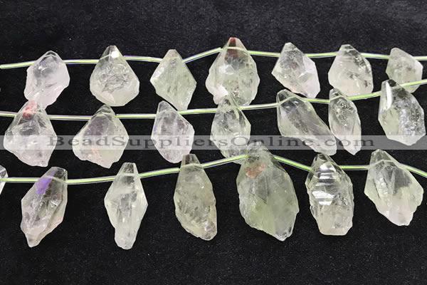 CTD2305 Top drilled 15*20mm - 25*40mm faceted nuggets green quartz beads