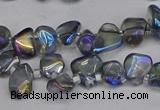 CTD3673 Top drilled 5*8mm - 10*14mm freeform plated white crystal beads