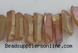 CTD911 Top drilled 5*15mm - 6*25mm wand plated quartz beads
